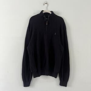 Polo Ralph Lauren Quarter Zip Navy Blue Pima Cotton Pullover Sweater